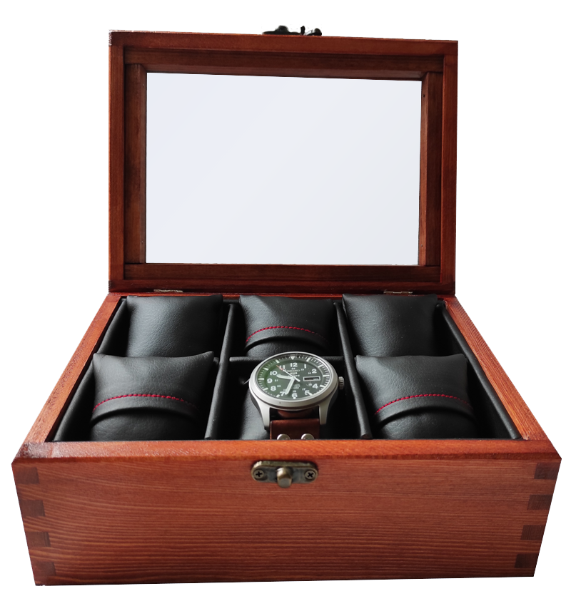 sposób na przechowywanie zegarków to drewniane pudełko na zegarki
